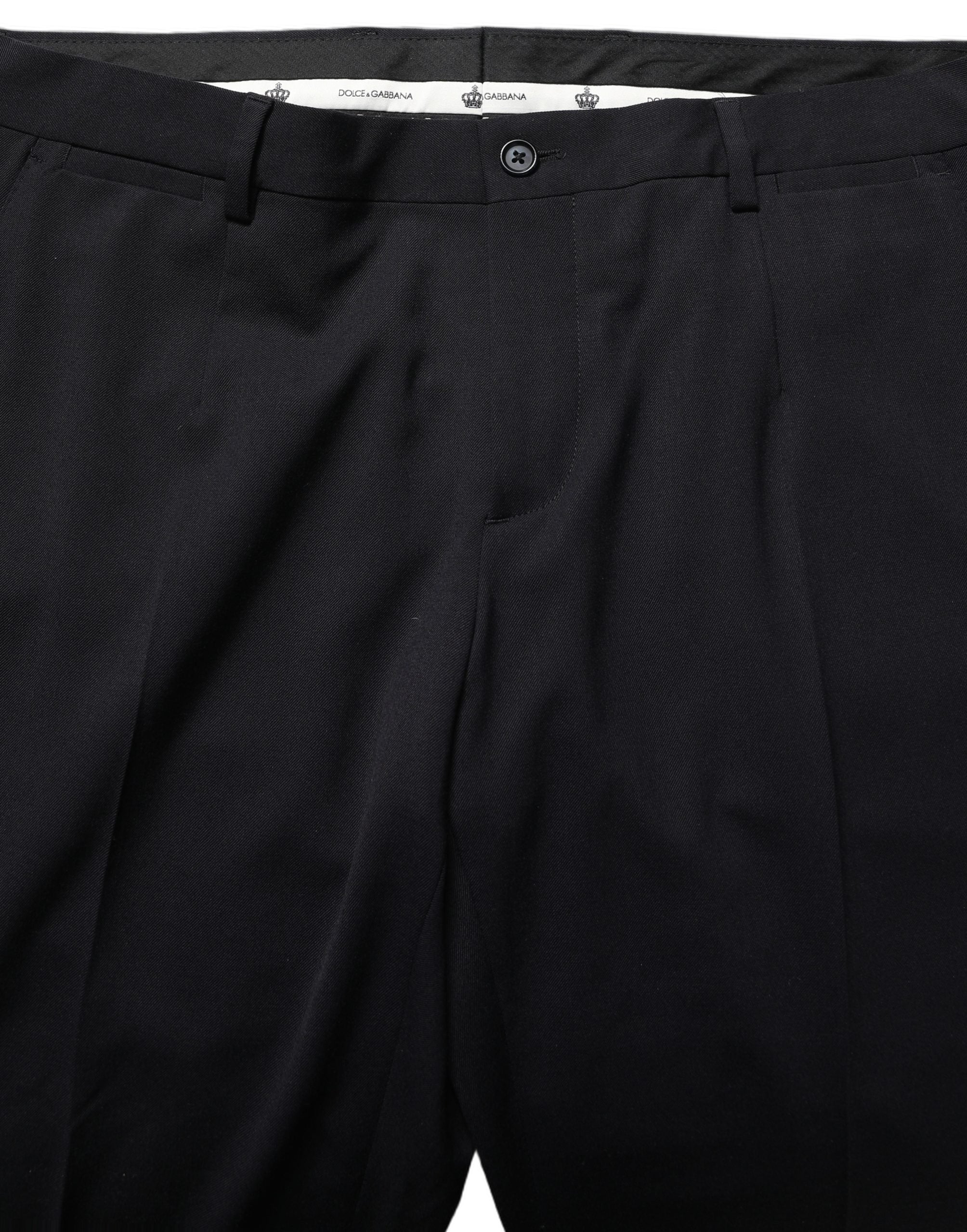 Virgin Wool Tapered Leg Trousers — Black