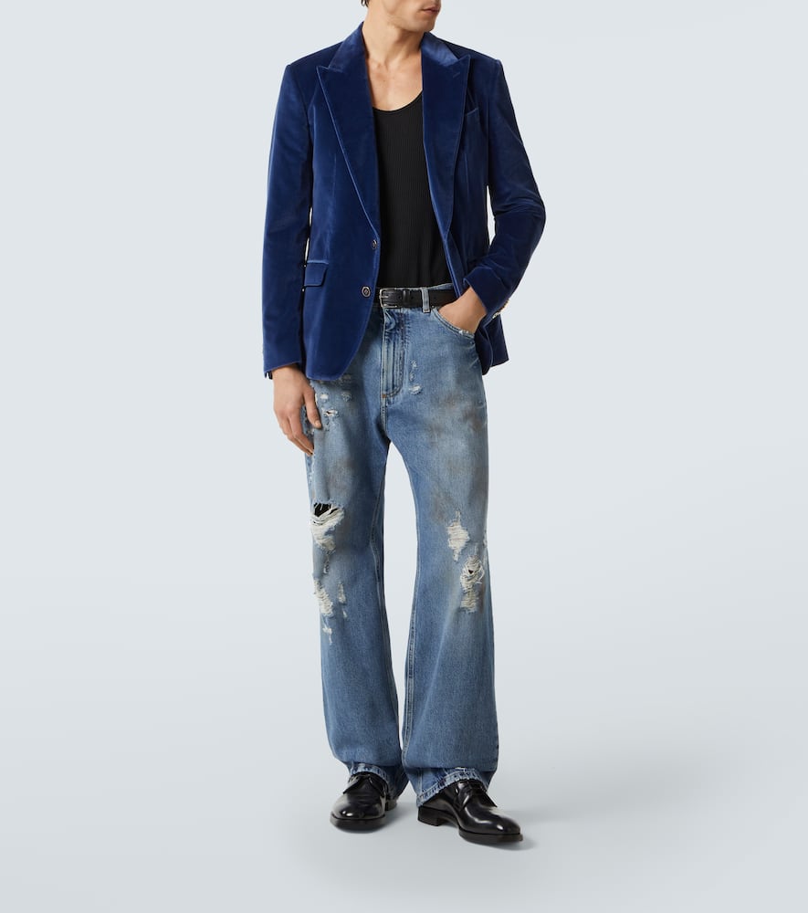 Distressed wide-leg jeans