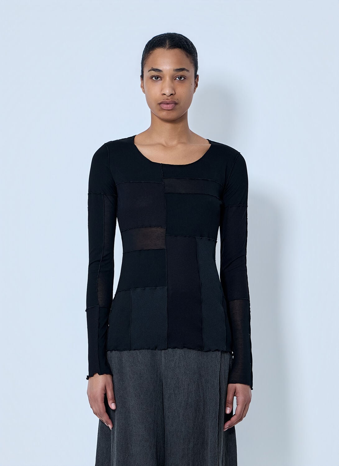 Patchwork Long T-shirt - Woman T-shirts Black It