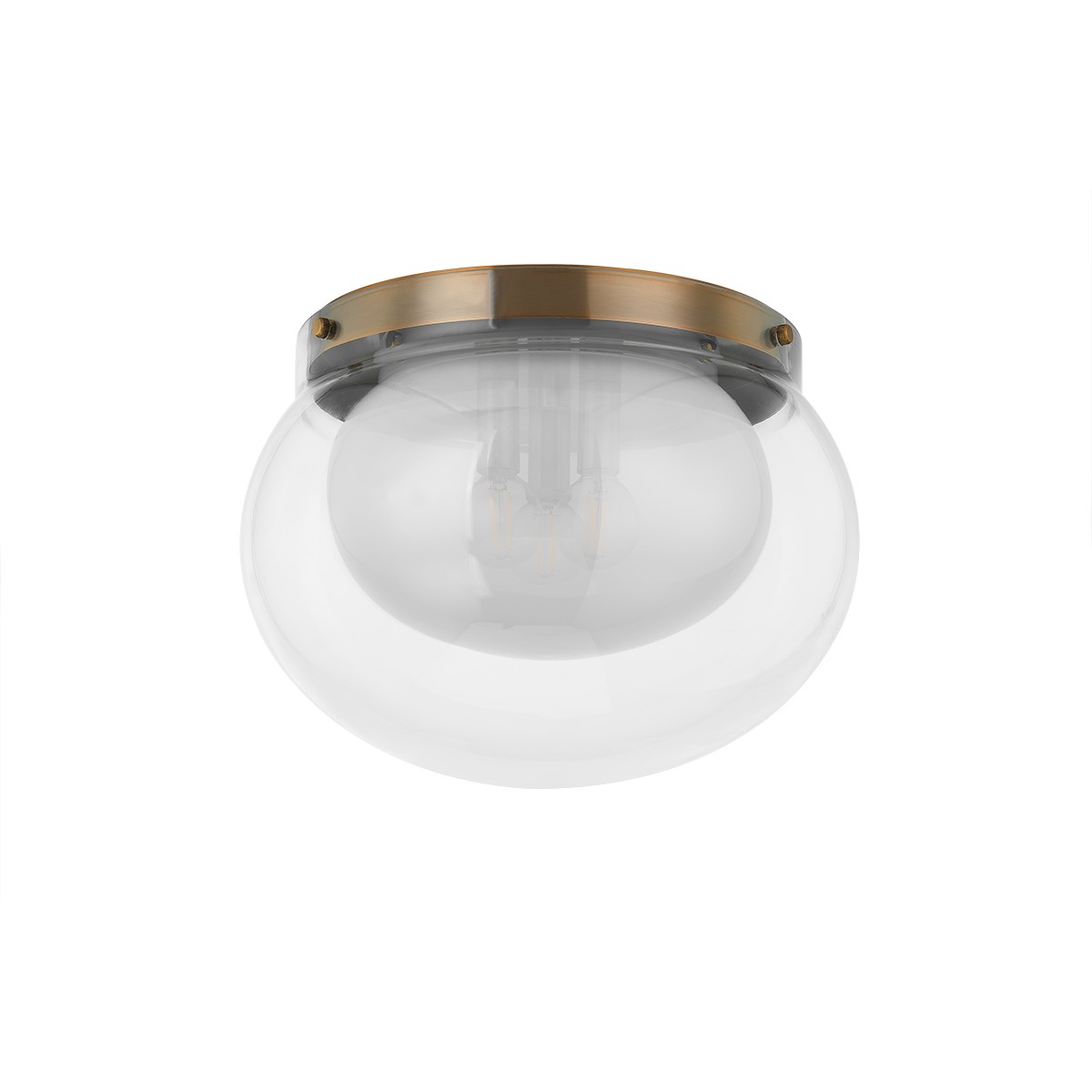 Patina Brass Three Light Flush Mount from the Magma Collection