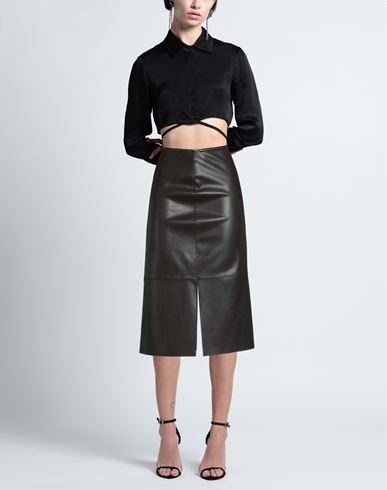 Woman Midi skirt Dark brown Size 8 Polyester, Polyurethane