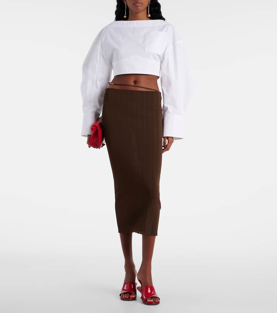 Pralu ribbed-knit midi skirt
