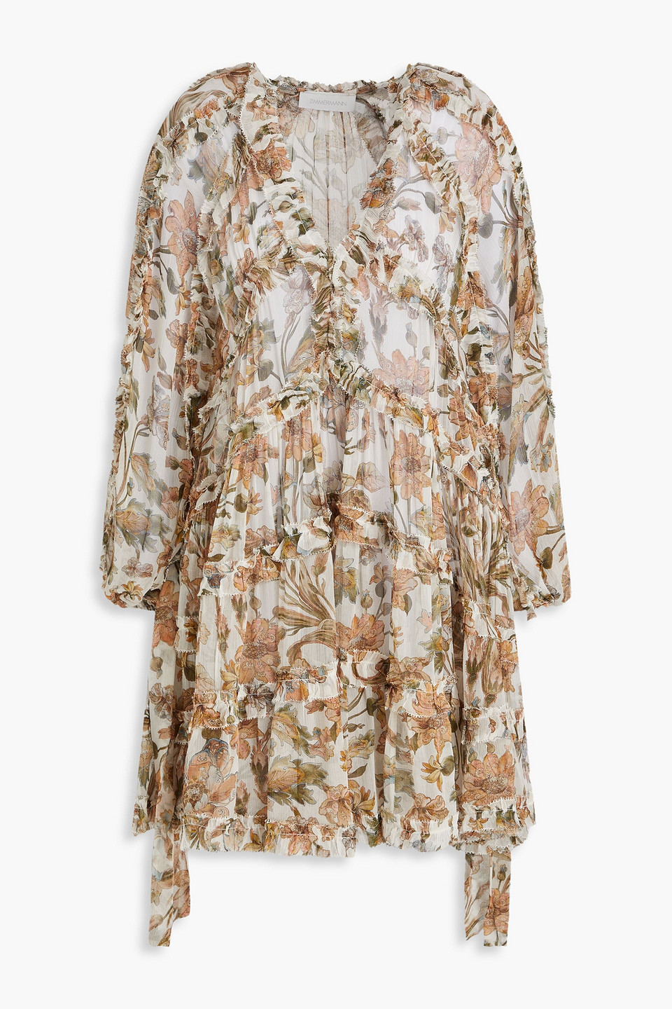 Floral-print crepon mini dress