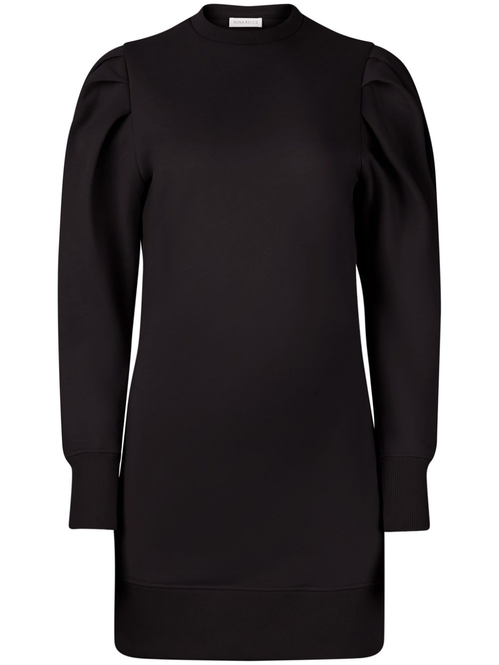 Puff-sleeve sweater dress - Black