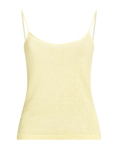 Woman Tank top Yellow Size S Linen, Elastane