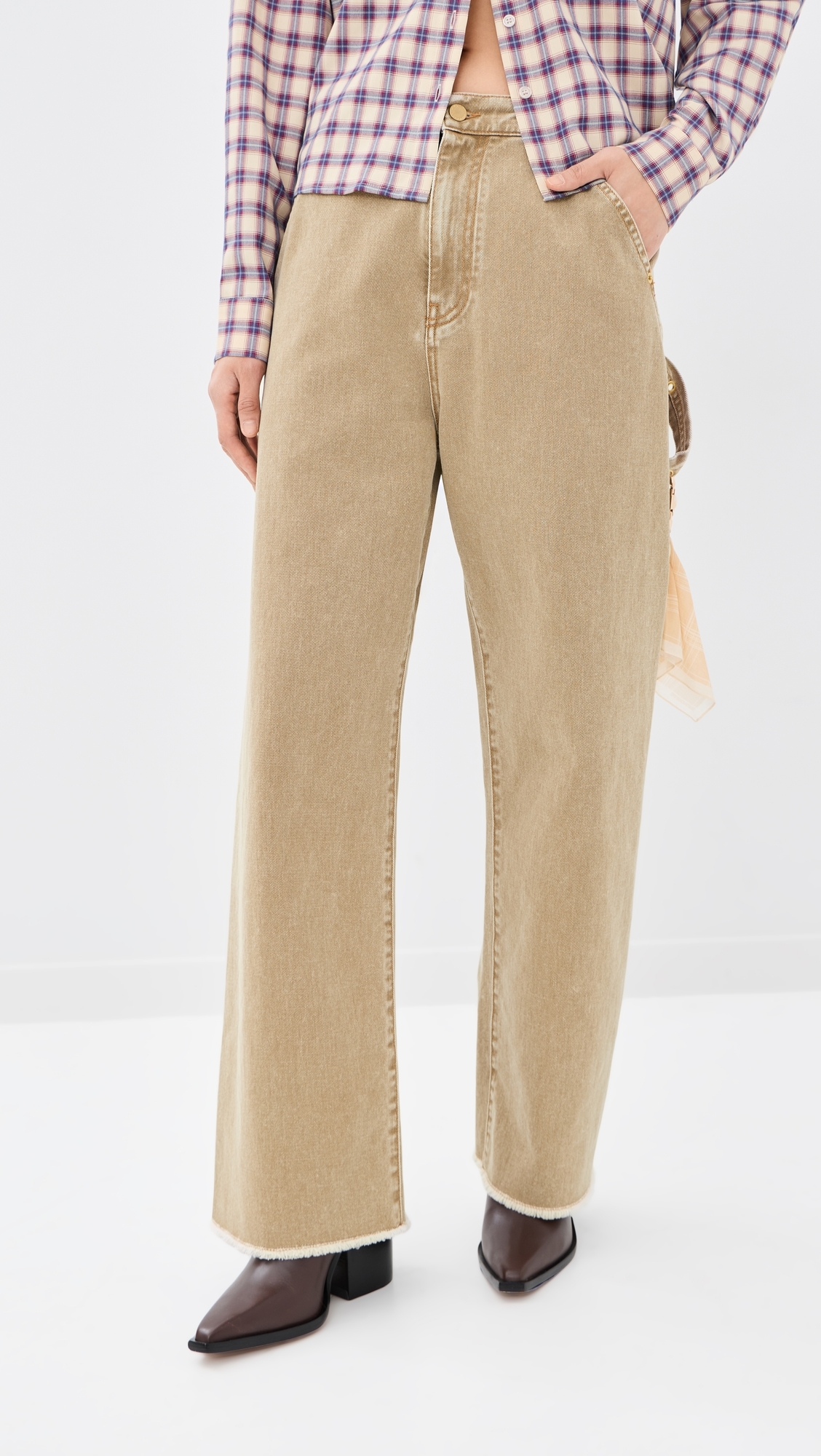 Sienna Loose Back Split Denim Jeans Camel