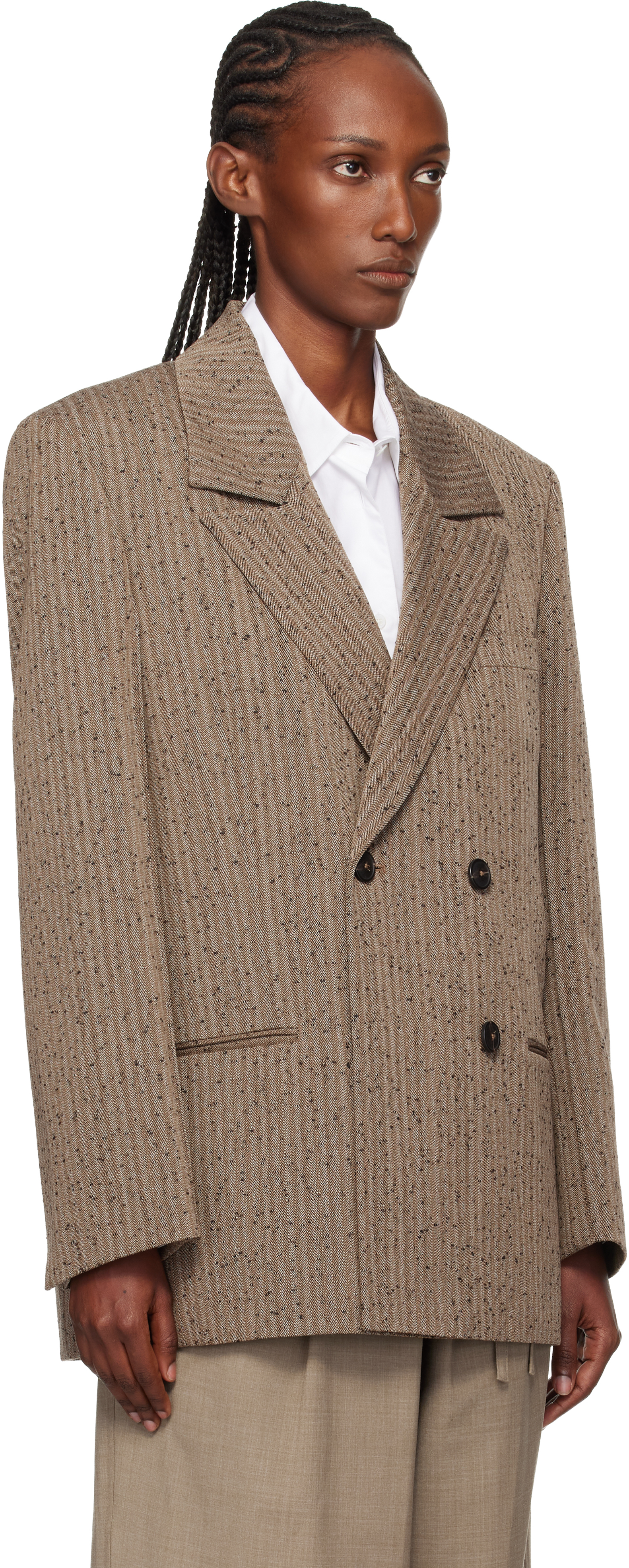 Brown Double-Breasted Blazer