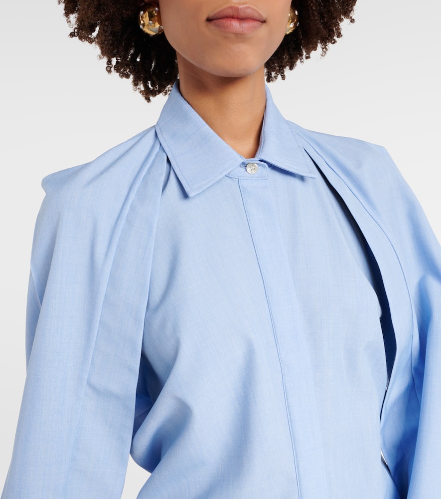 Caped virgin wool blouse