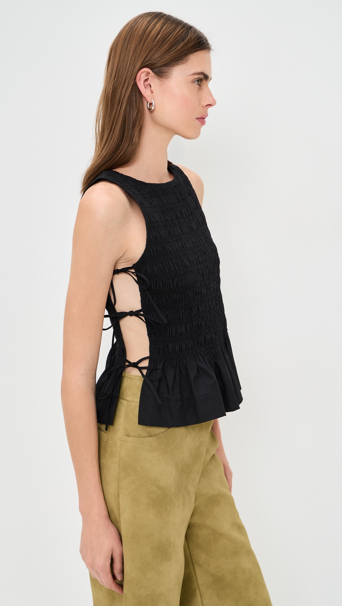 Poplin Smock Tie Top Black