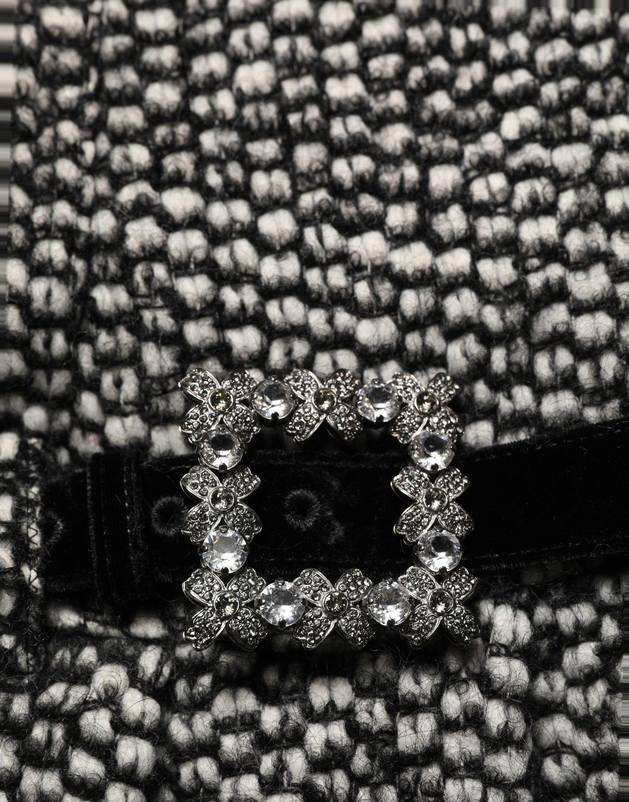 Tweed High Waist Pleated Skirt — Black