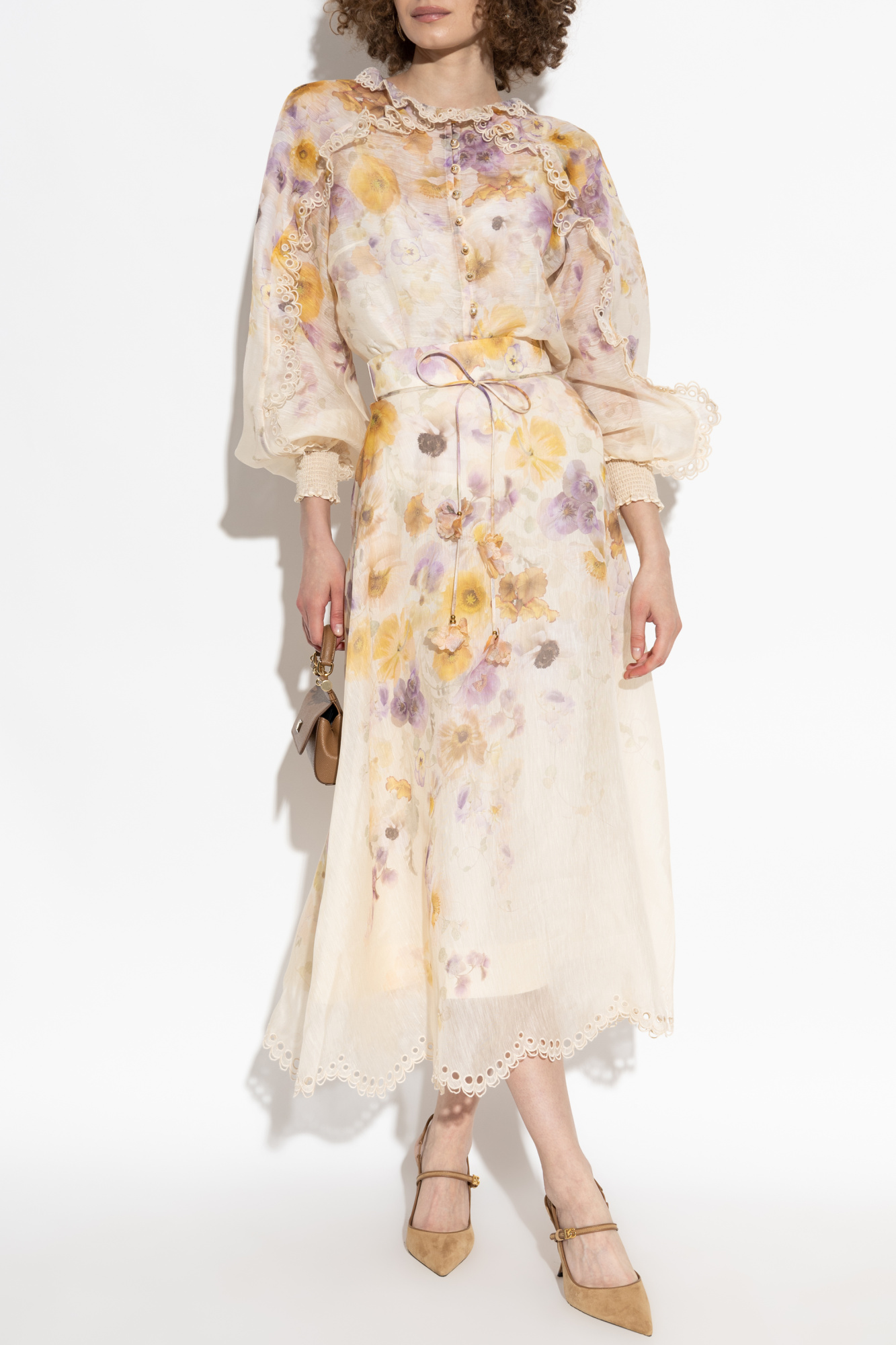 "Embroidered Midi" Skirt, Women's, Cream