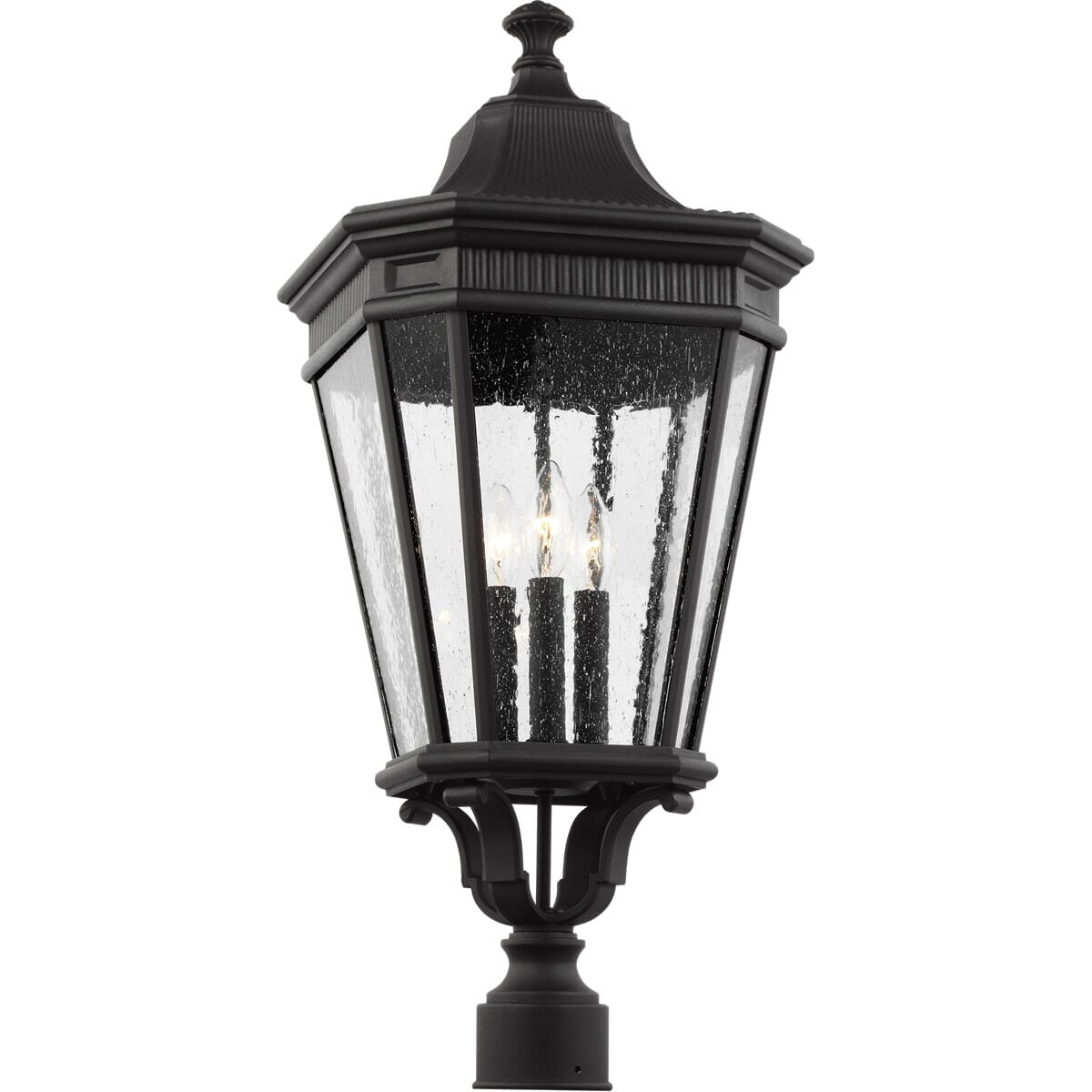 Black Three Light Outdoor Post Lantern from the Cotswold Lane Collection