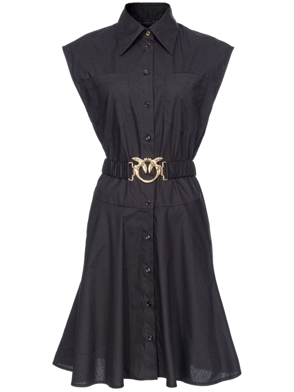 Love Birds-buckle cotton shirtdress - Black