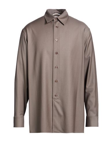 Man Shirt Taupe Size 38 Wool