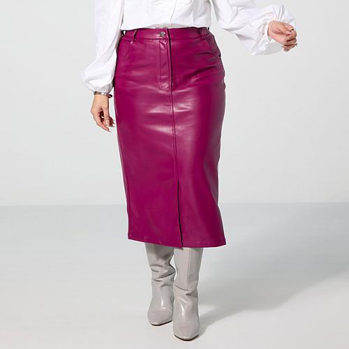 Kaphill Collection x Faux Leather Skirt - Red
