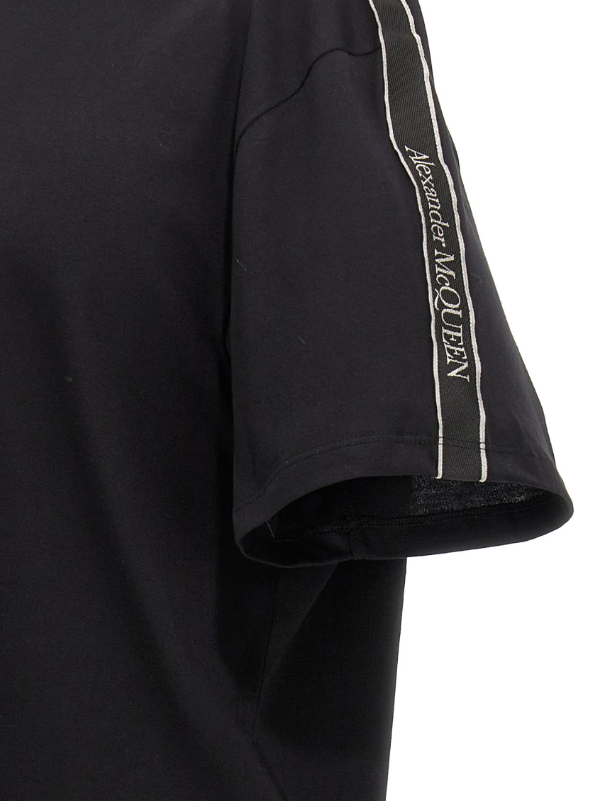 -Contrast Band T Shirt Nero-Uomo