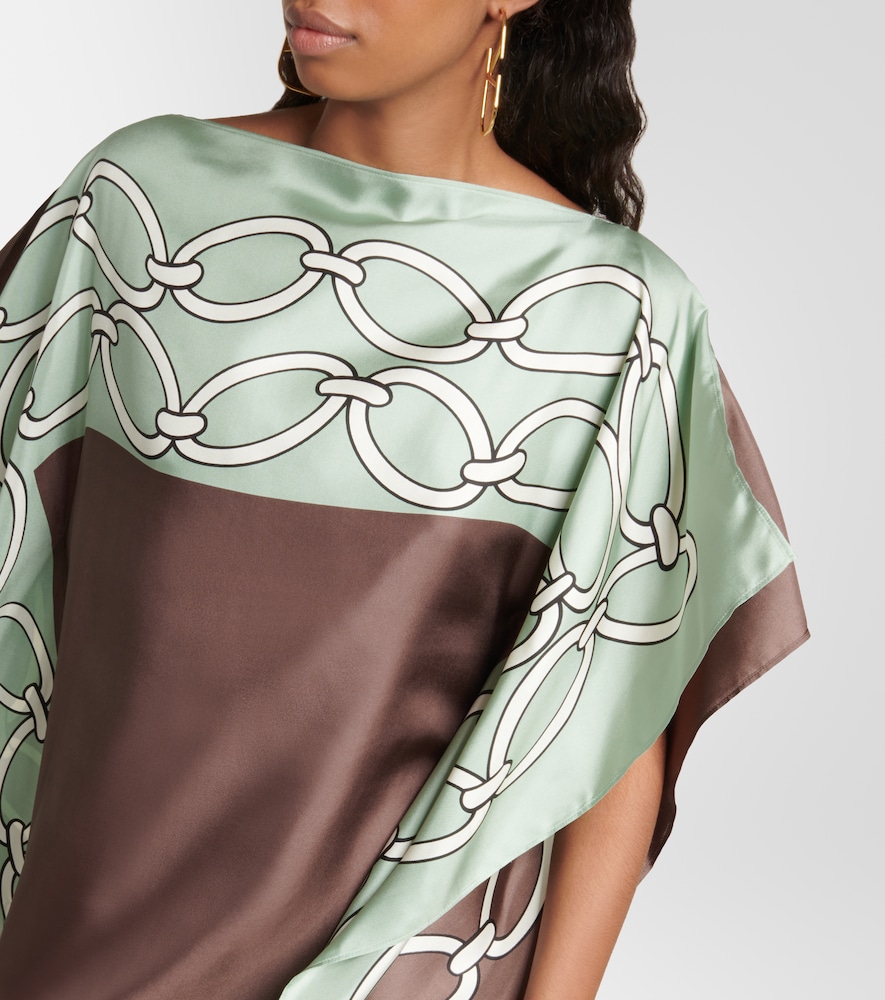 Chain-print silk kaftan dress