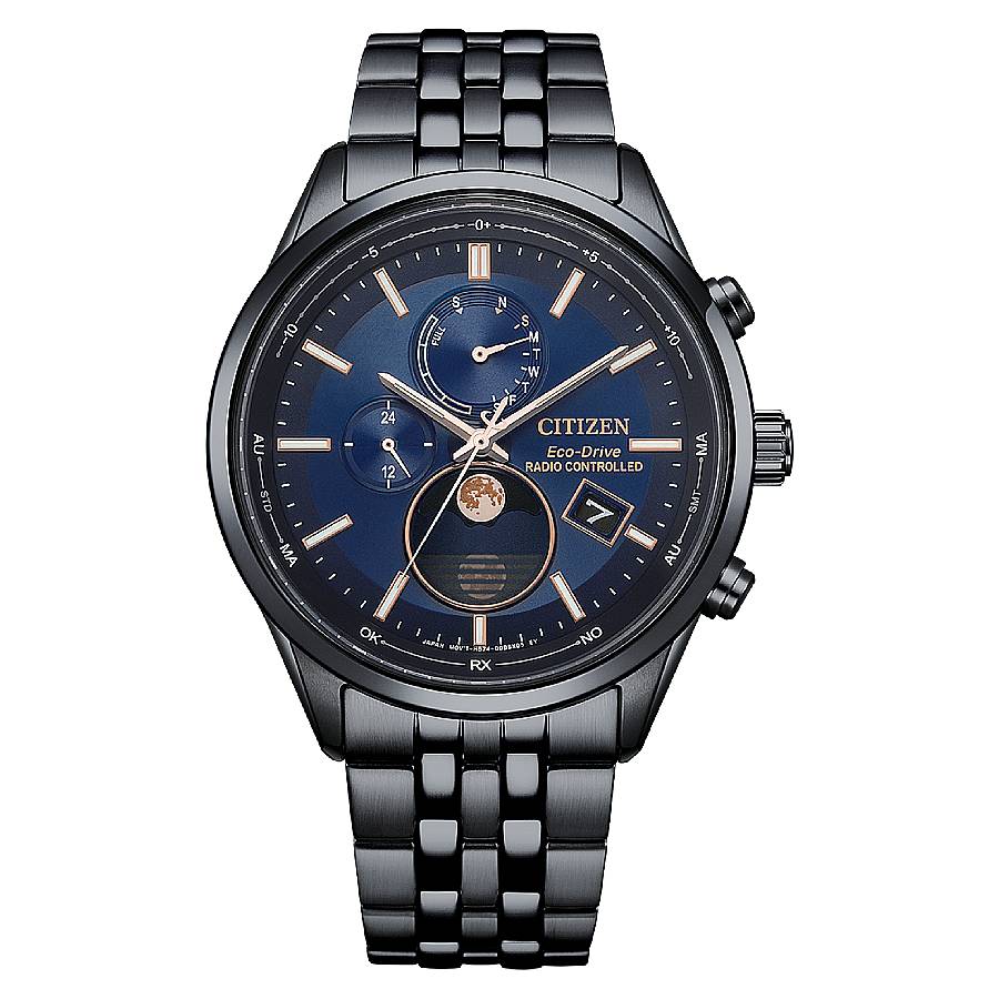 Eco-Drive Radio-Controlled Moon Phase Blue Dial Mens Watch BY1035-56L