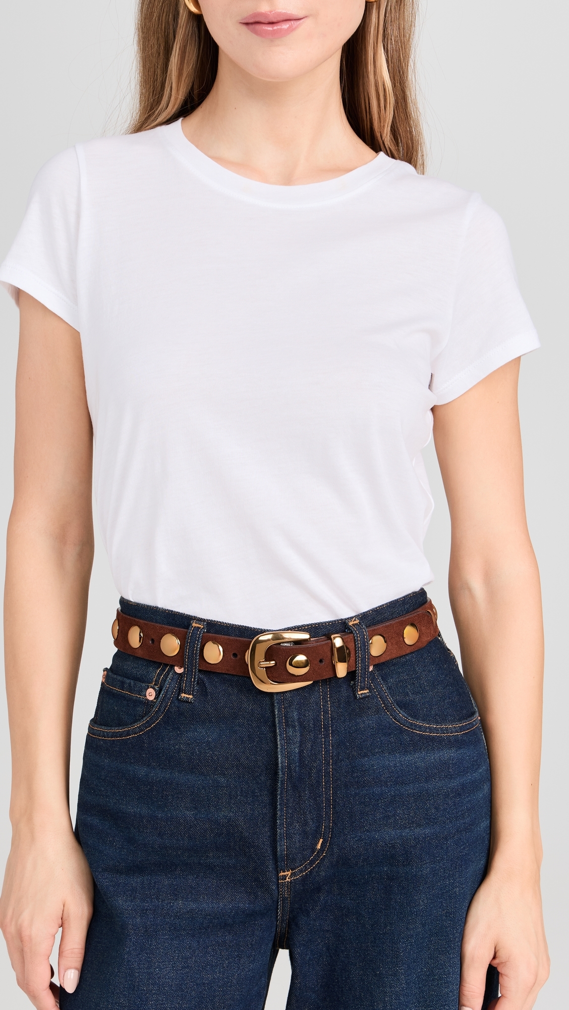 Essentials Western Studded Belt Soft Mahogany