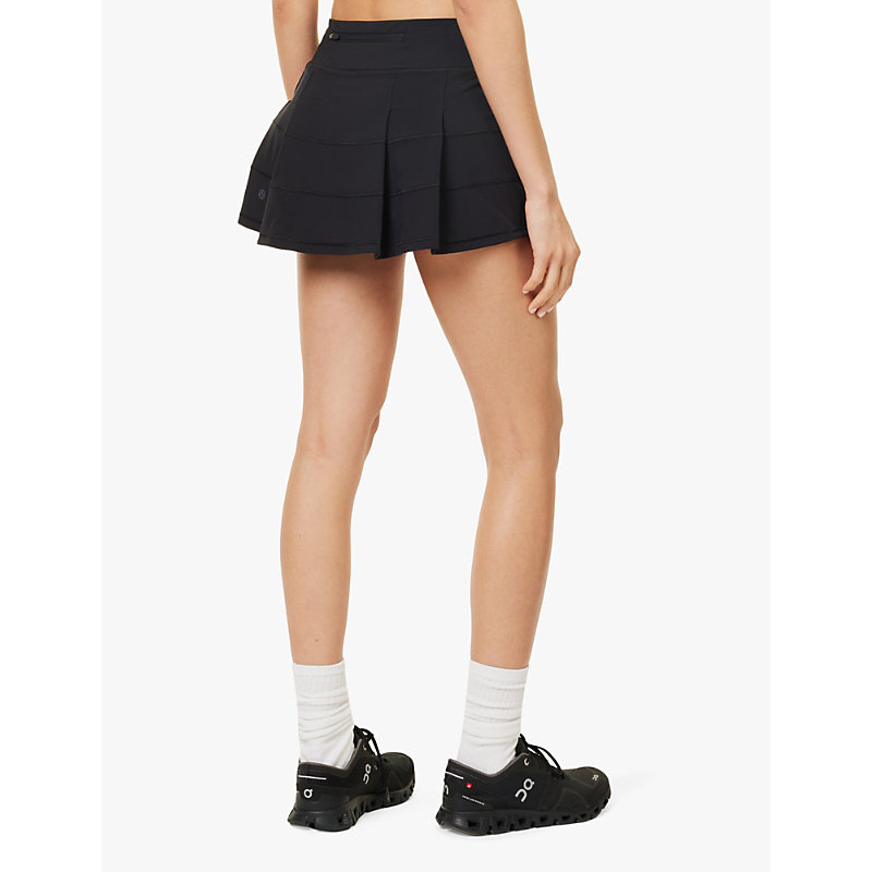 Womens Black Pace Rival Mid-rise Stretch Recycled-polyester Mini Skirt
