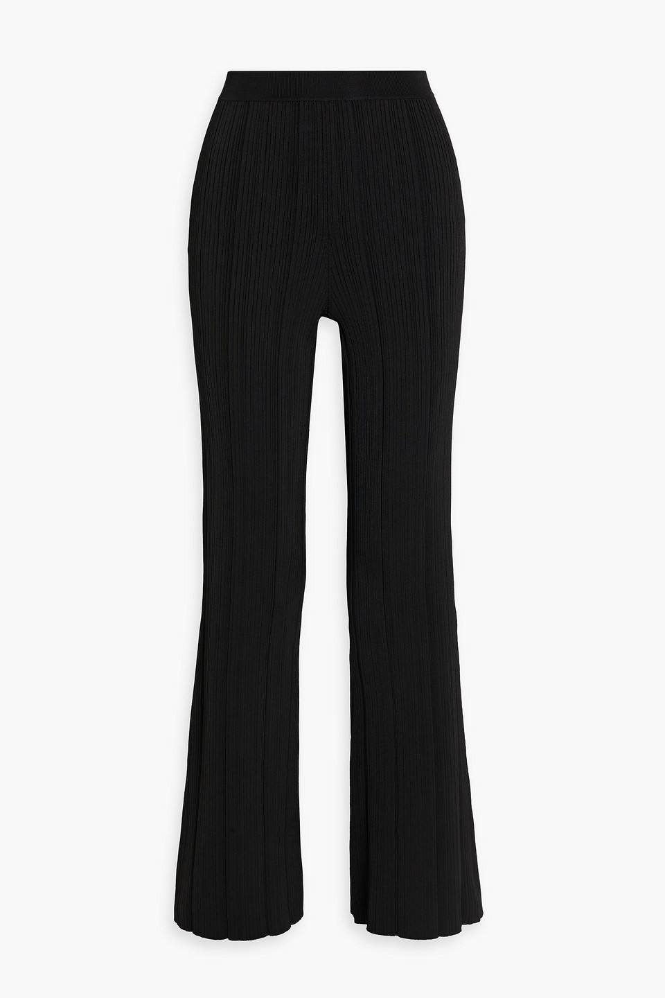 Plissé stretch-jersey flared pants - Black - L