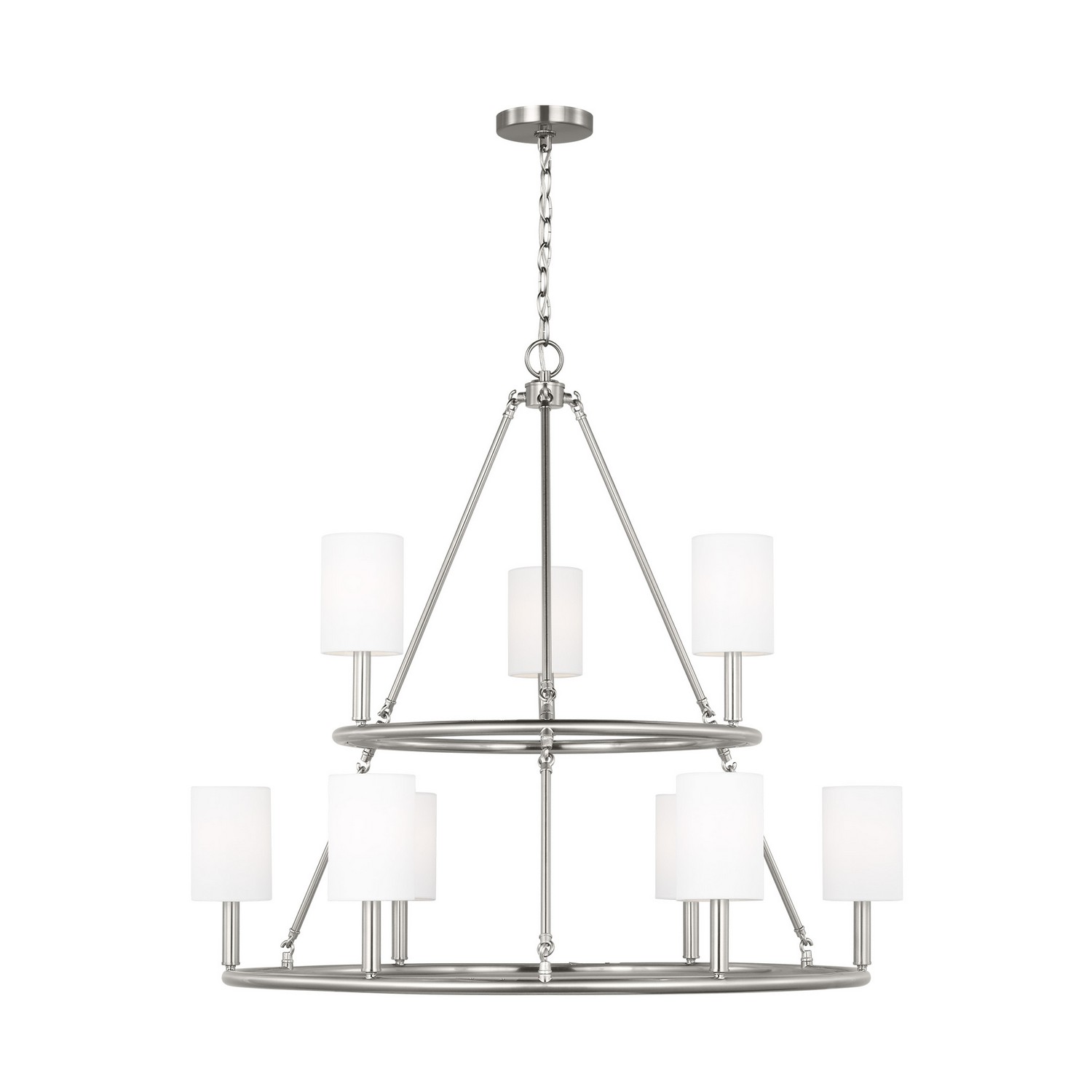 Brushed Steel Nine Light Chandelier from the Egmont Collection
