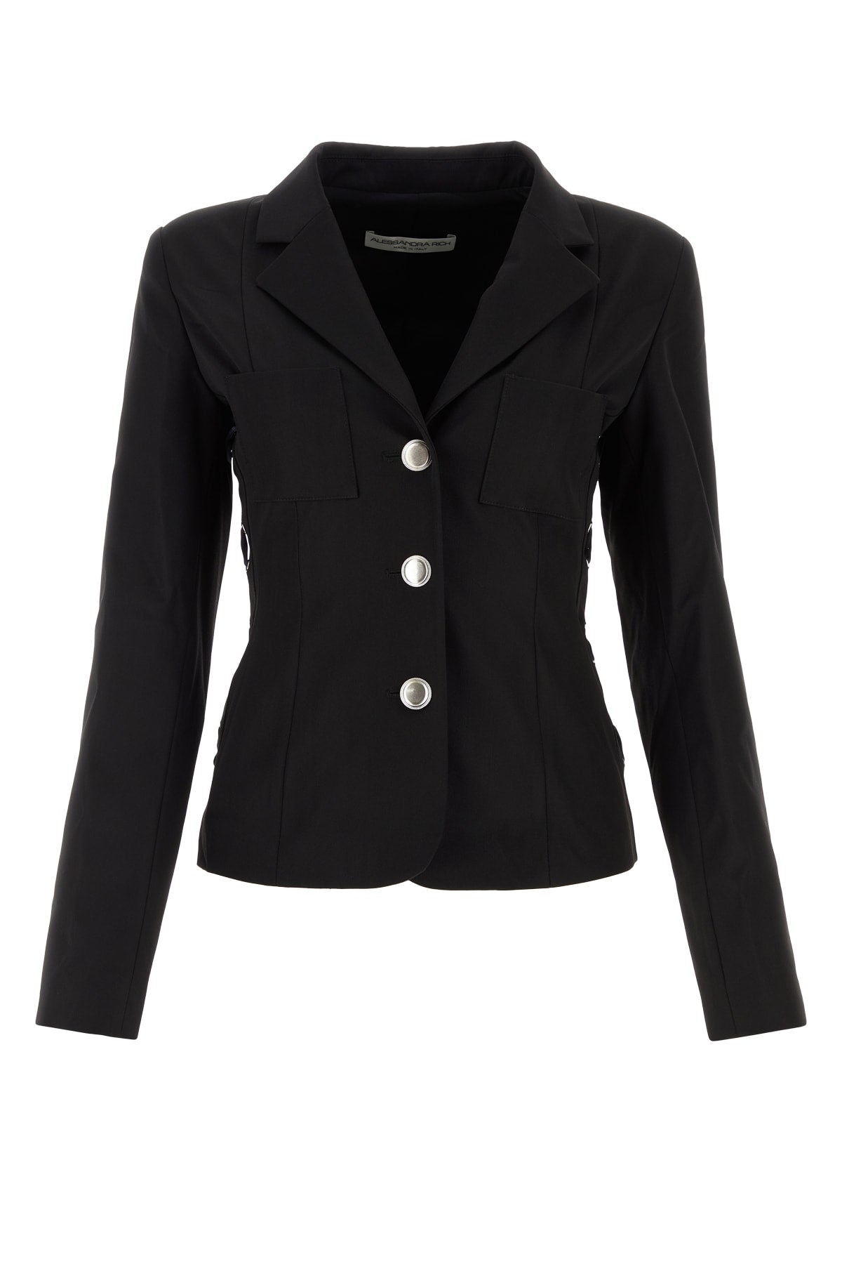 Single-Breasted Wool Blazer — Black