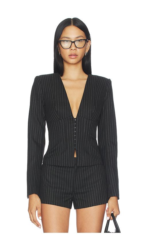 Lovers and Friends Peyton Blazer Jacket in Black Pinstripe. L also in XS, XXS, S