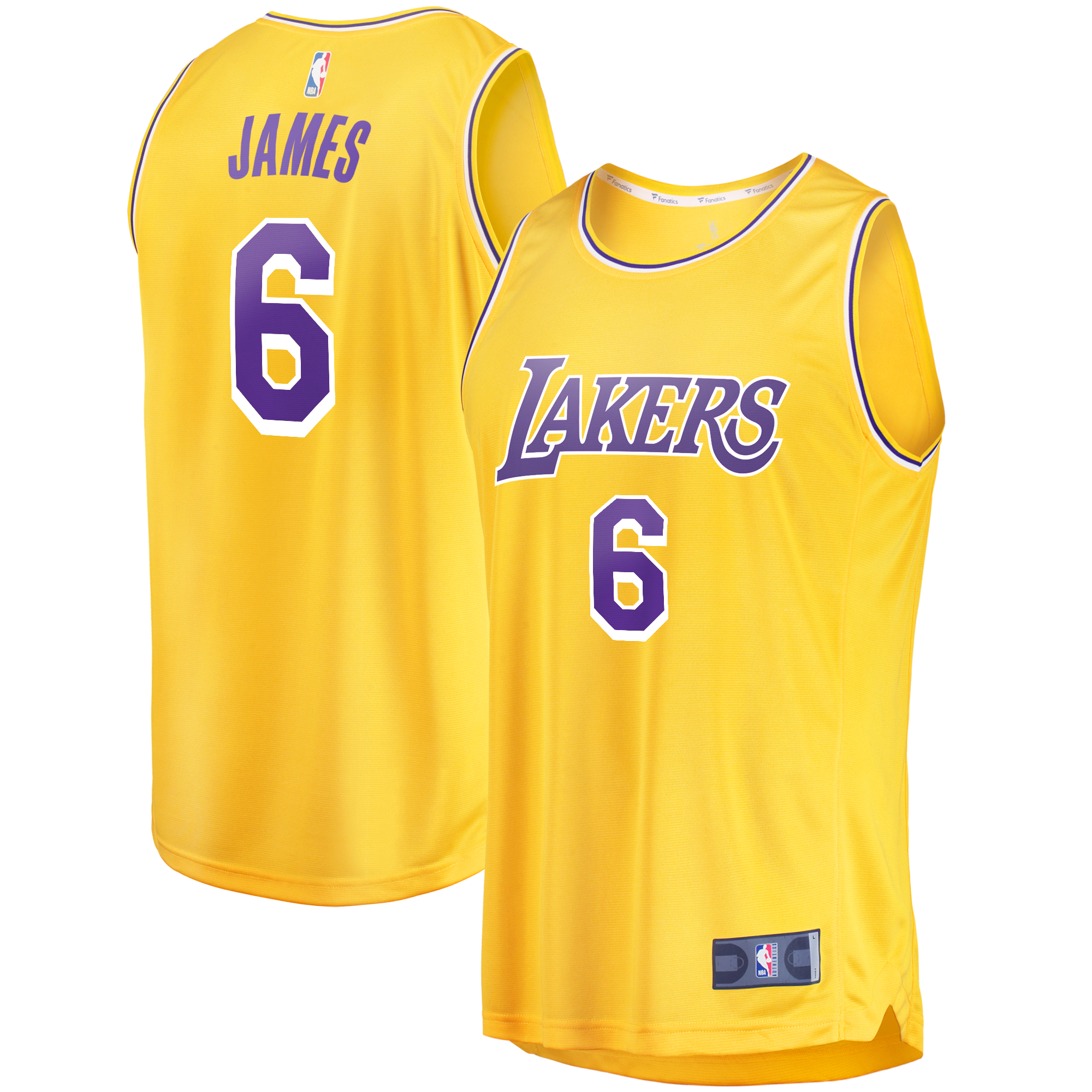 Men's LeBron James Gold Los Angeles Lakers #6 Fast Break Replica Player Jersey