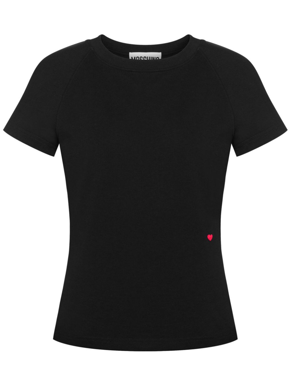 Heart-embroideired cotton T-shirt - Black
