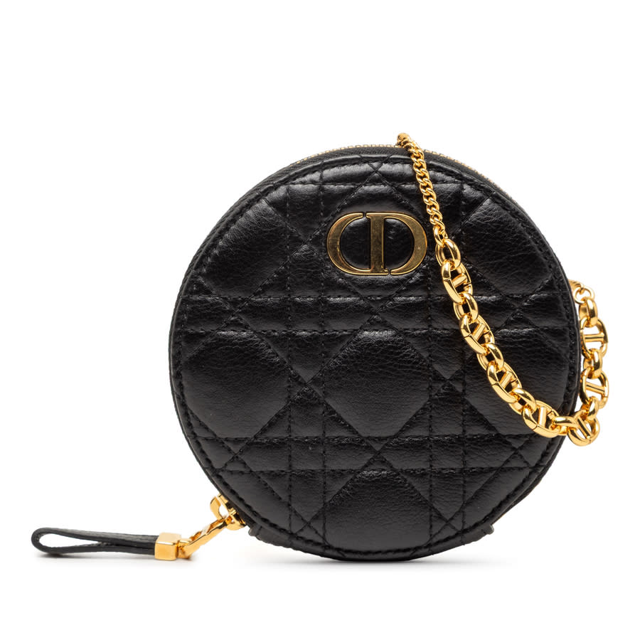 Pre-owned Calfskin Cannage Round Caro Pouch with Chain MA-56-0251X