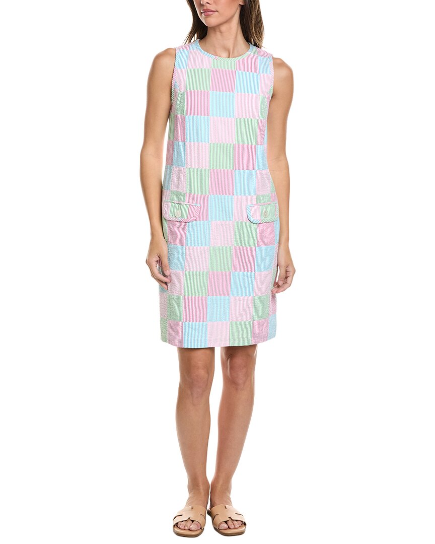 Seersucker Patchwork Shift Dress