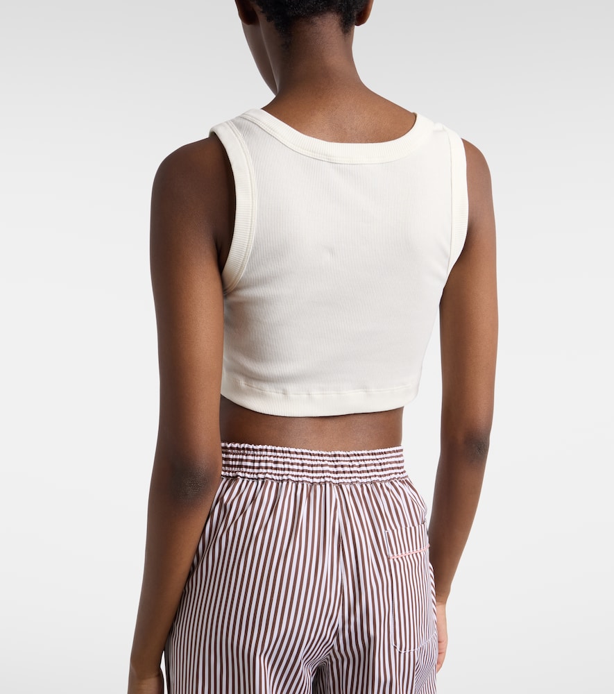 Logo cotton jersey crop top