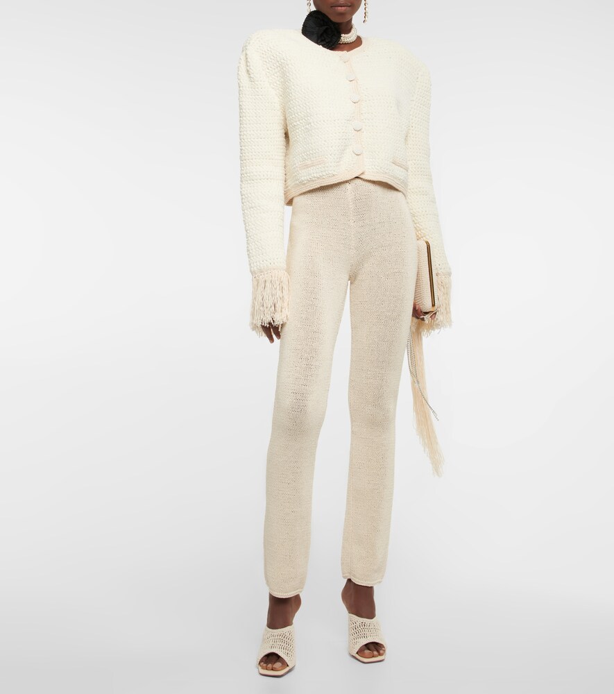 Crochet high-rise slim pants