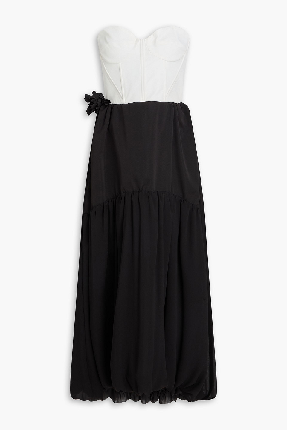 Glenn strapless floral-appliquéd twill midi dress - Black - S