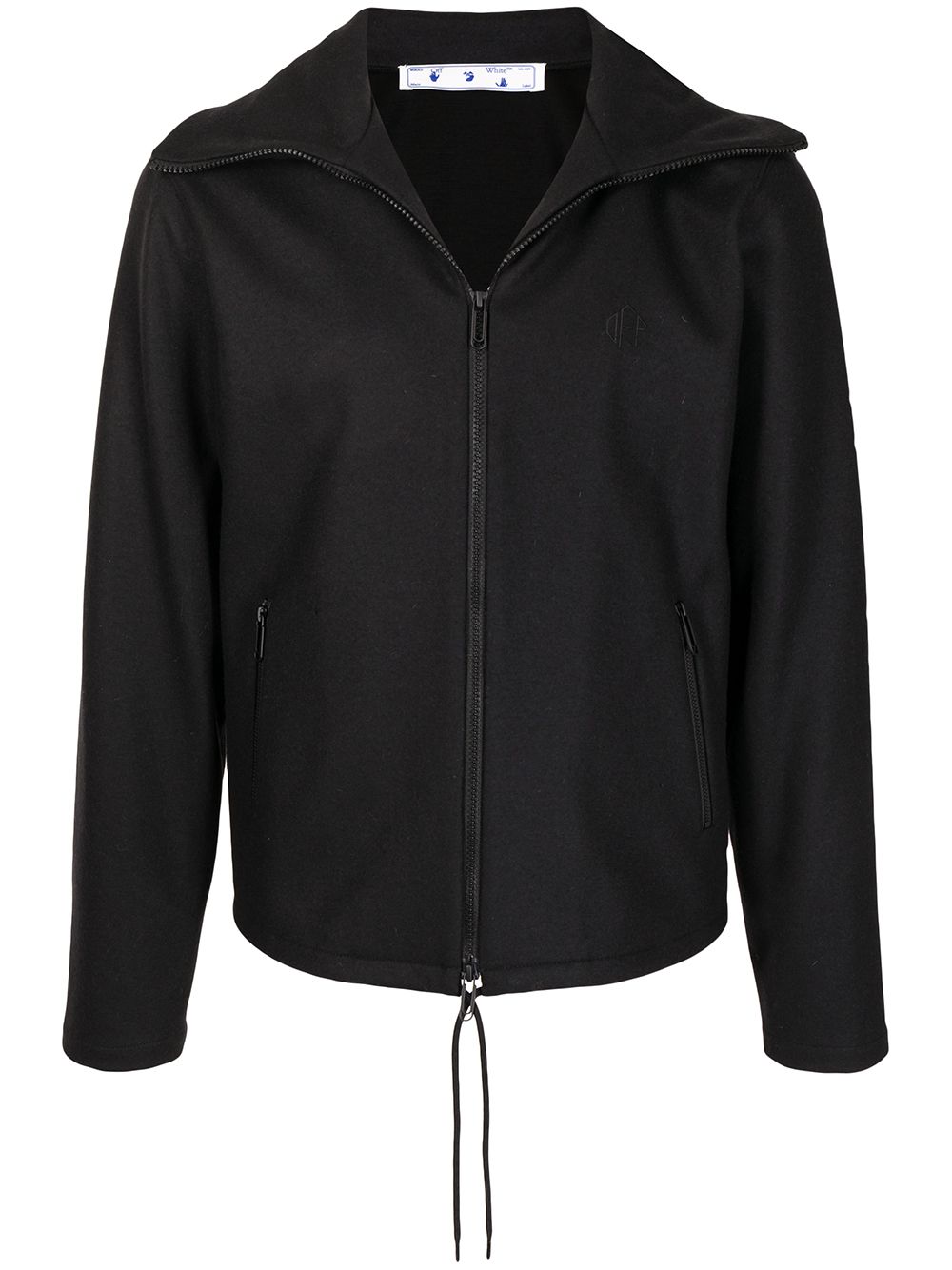 Logo-embroidered spread-collar jacket - Black