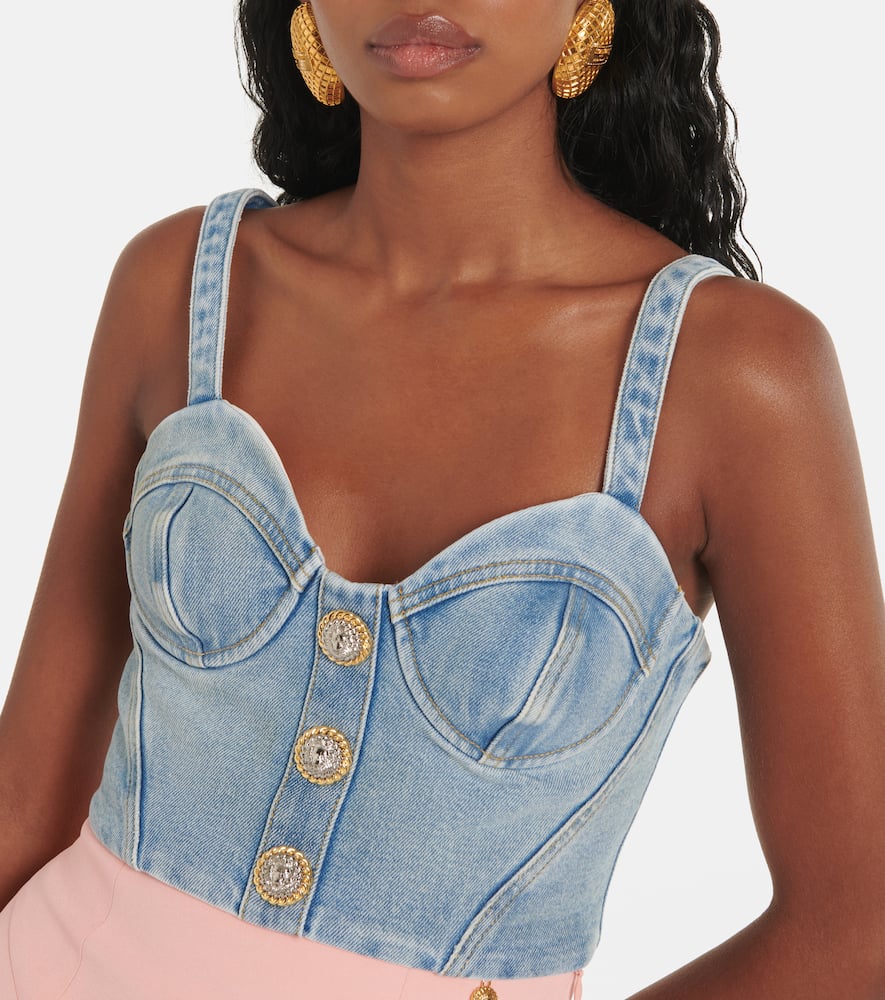 Cropped denim bustier