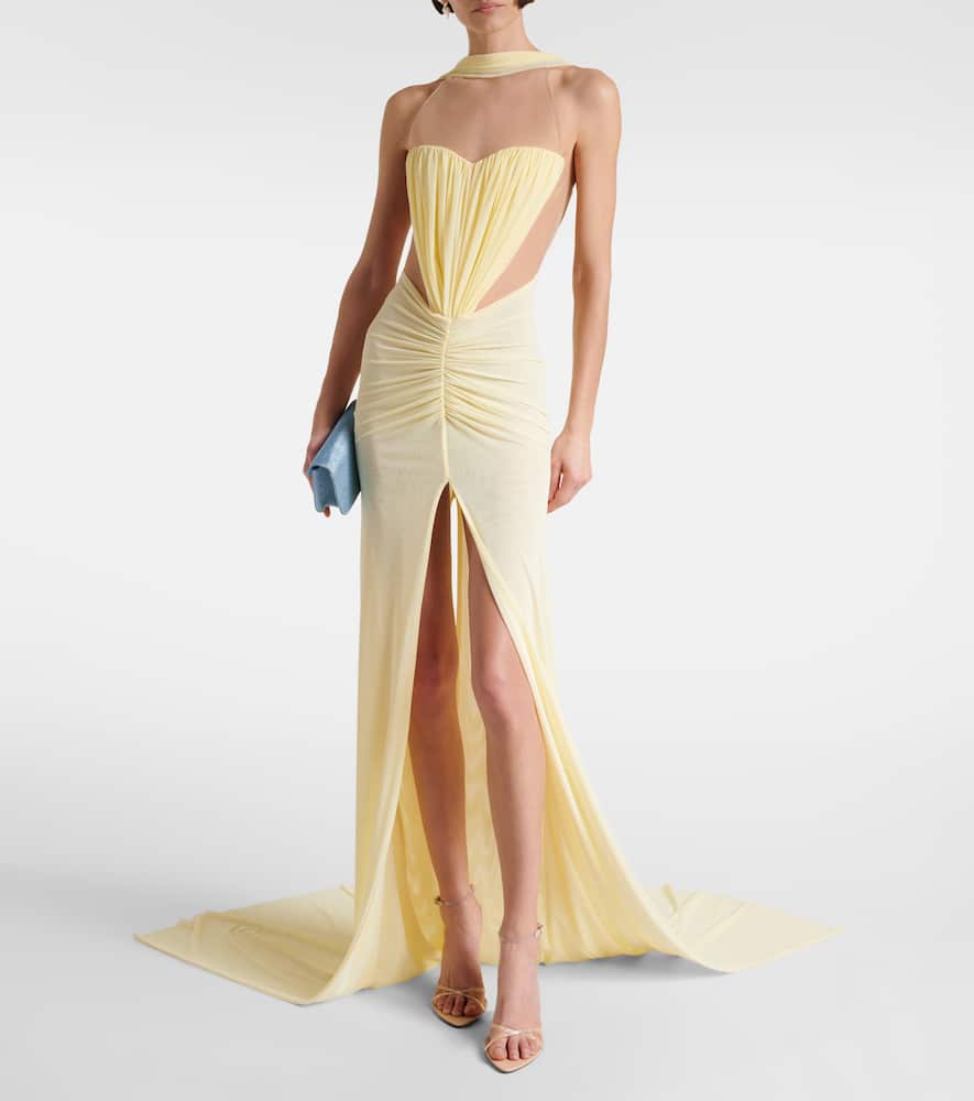 Ruched halterneck gown