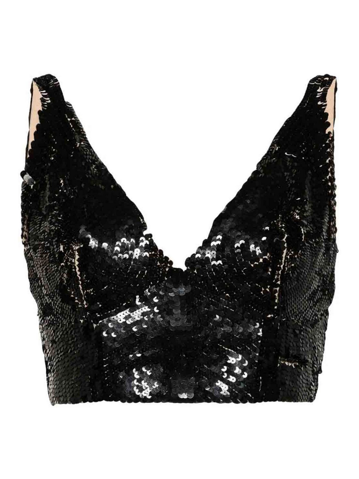 Black Grand sequinned crop top