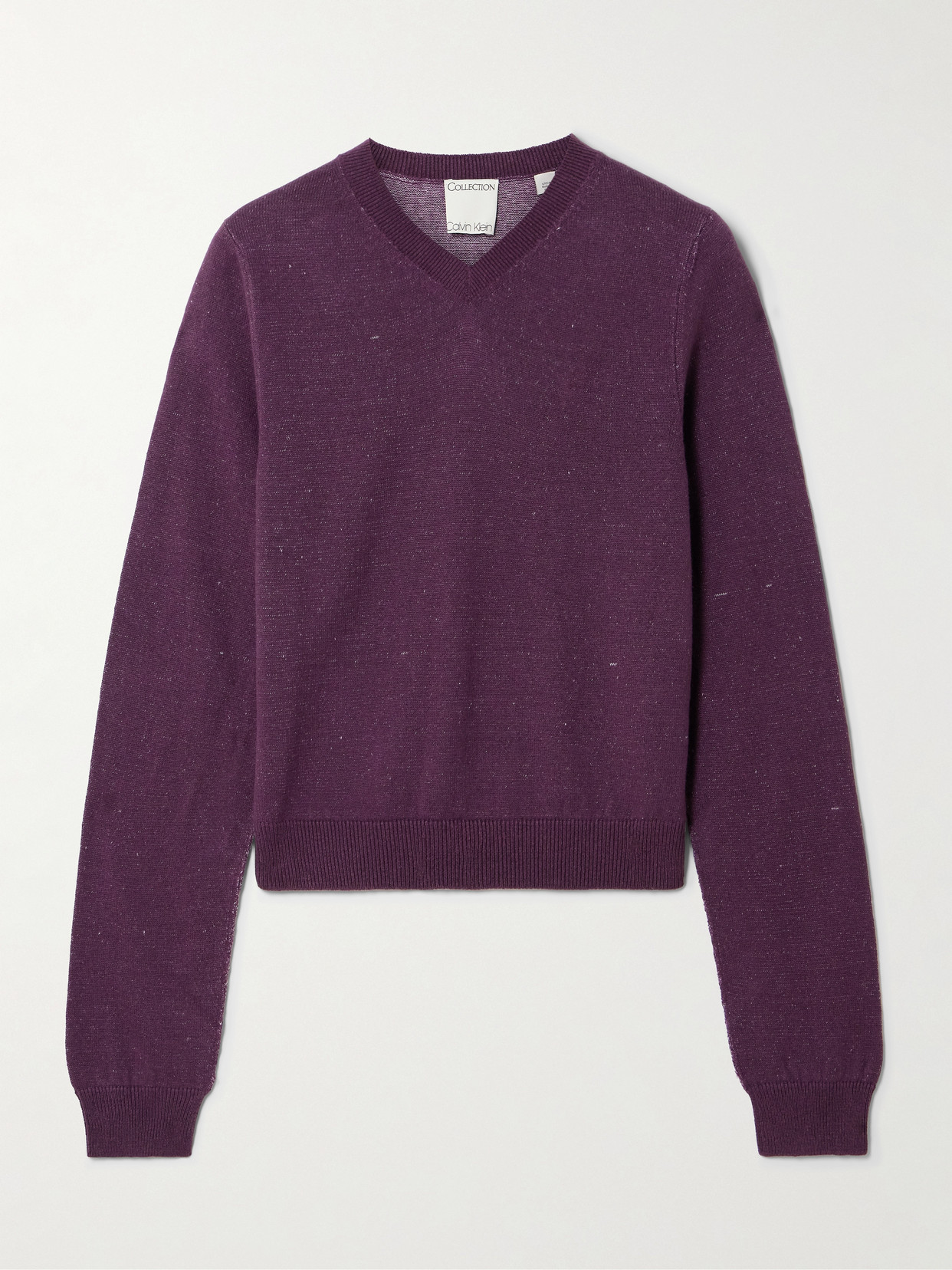 Celia Cropped Linen, Cashmere And Cotton-blend Sweater - Purple