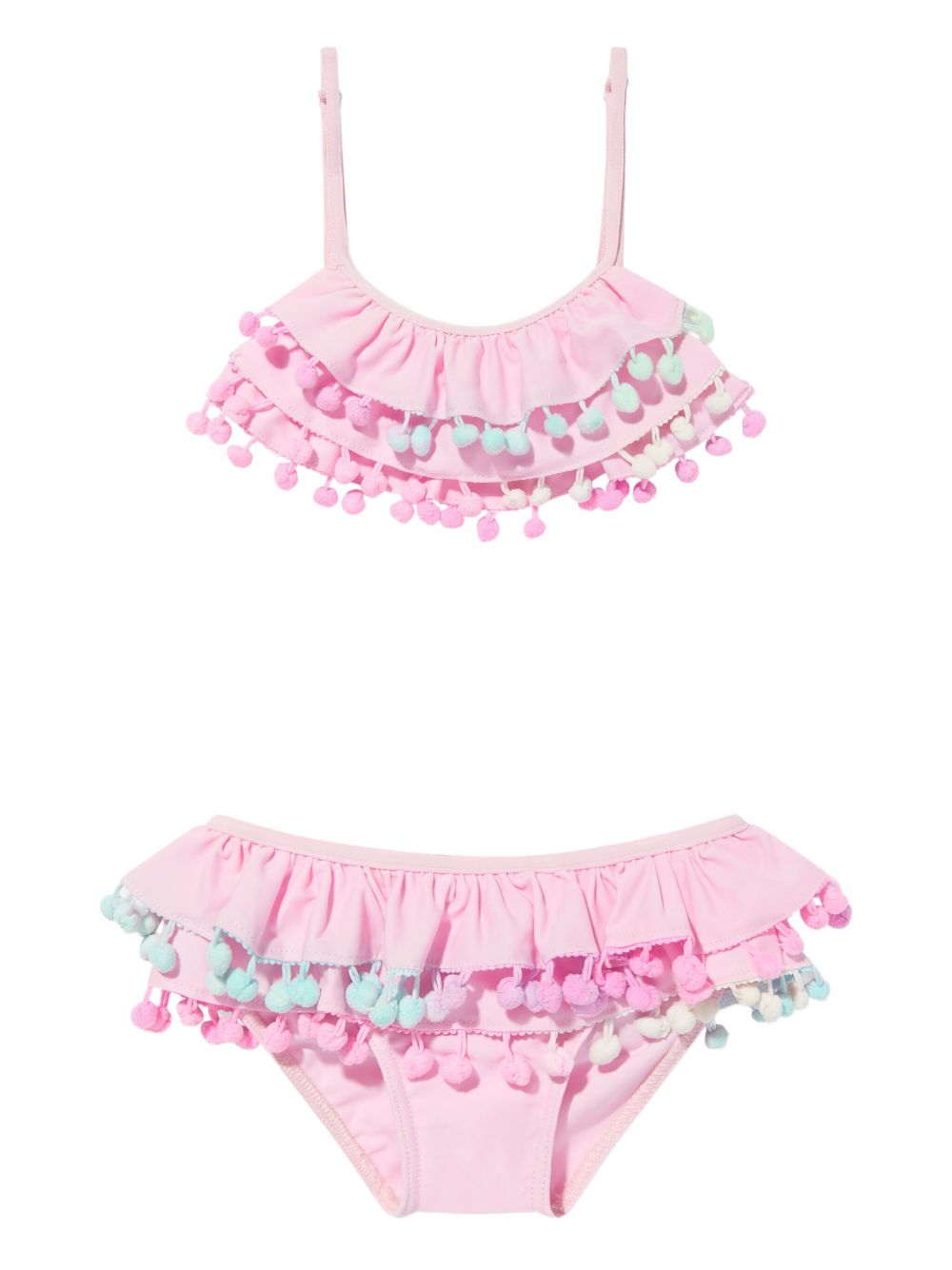 Ruffled pom-pom bikini - Pink