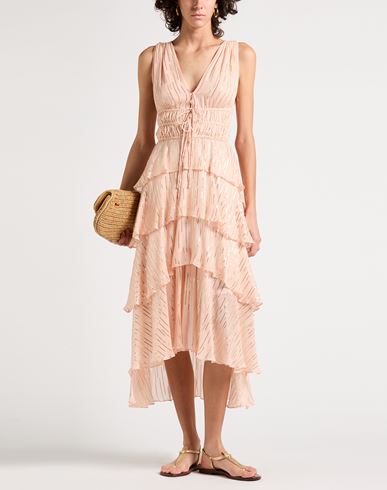 Woman Midi dress Light pink Size 6 Silk, Metallic fiber