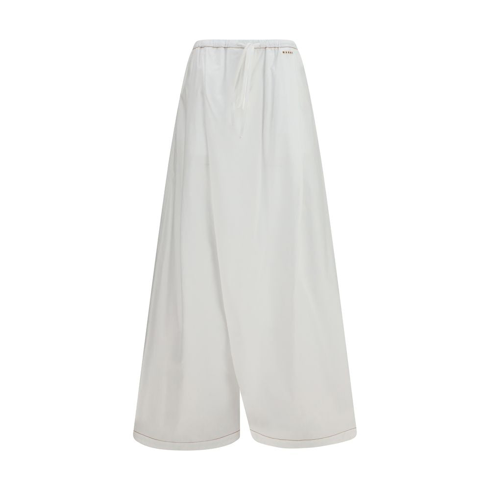 Wide-Leg Cotton Trousers — White