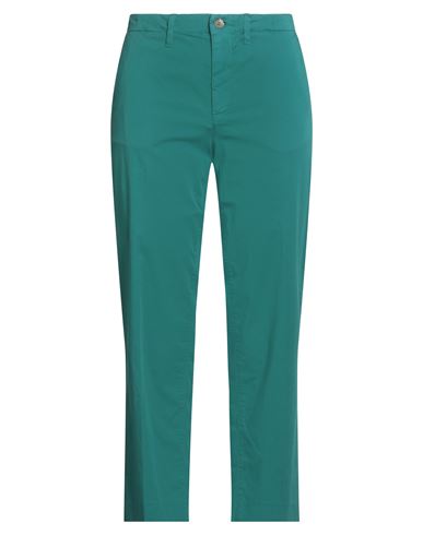 Woman Pants Green Size 10 Cotton, Elastane