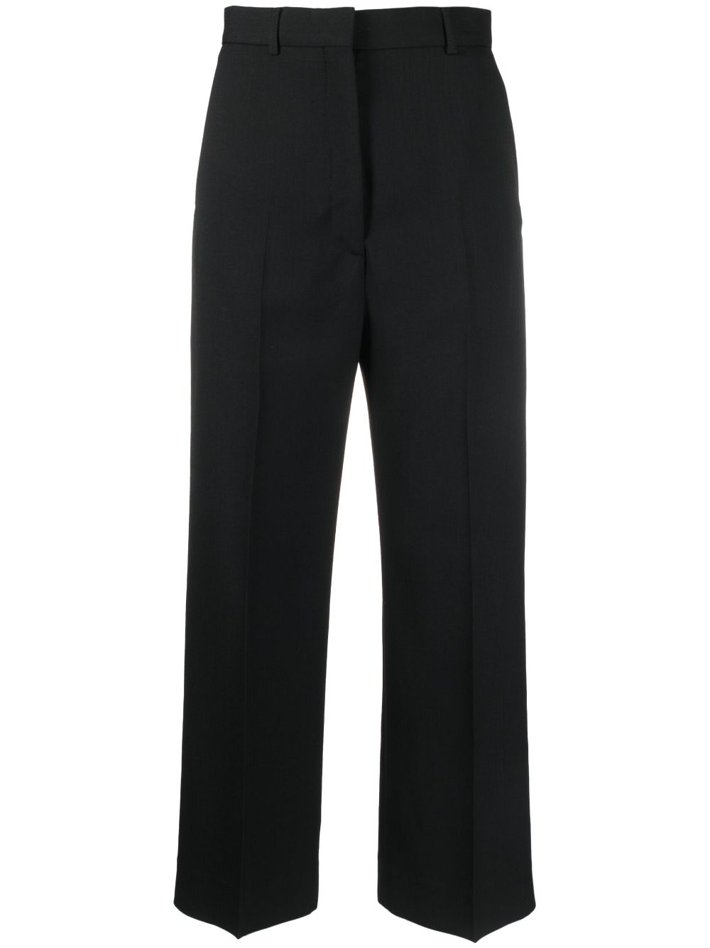Pressed-crease cropped-leg trousers - Black