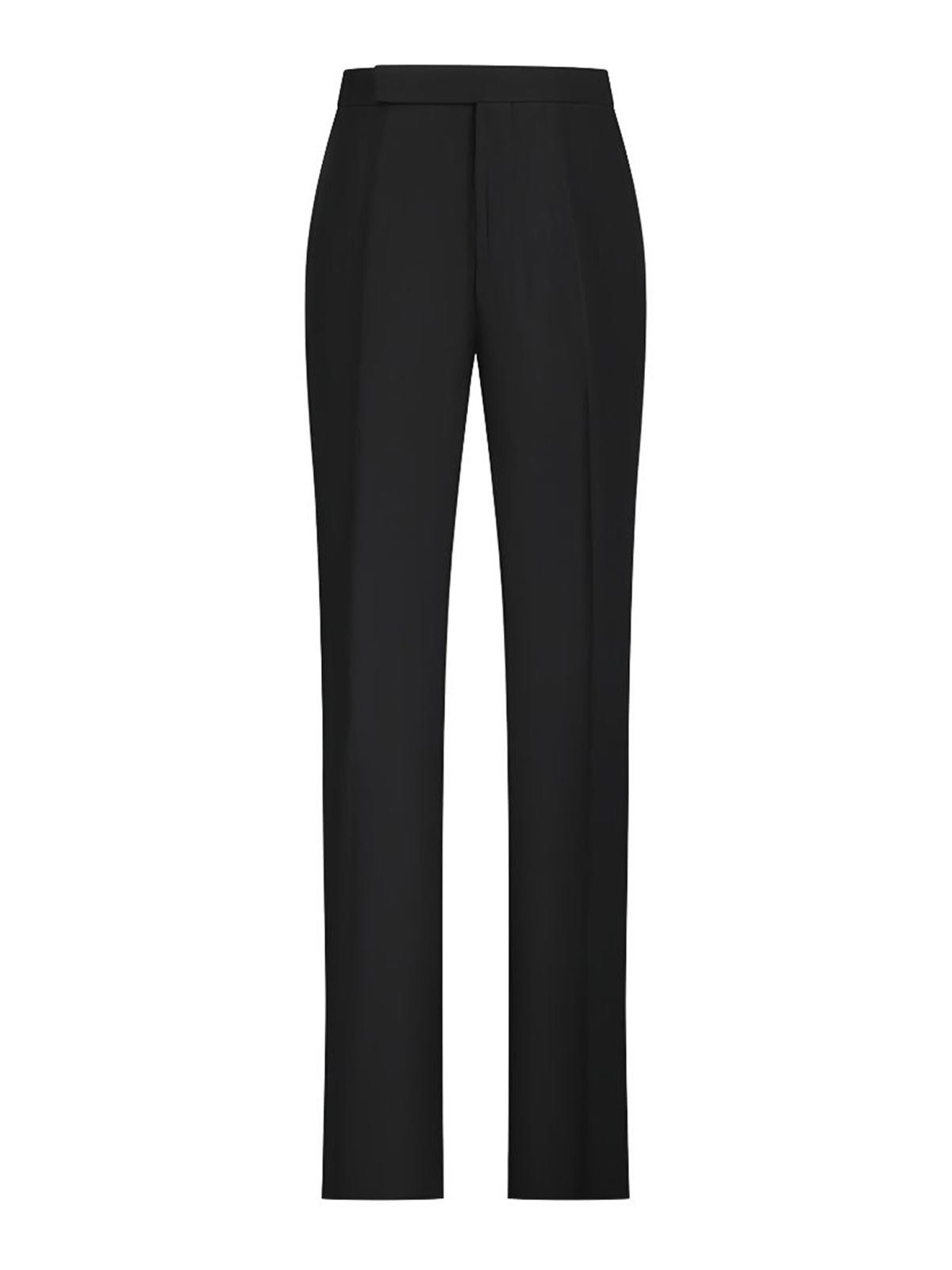 Straight Leg Black Cotton Trousers