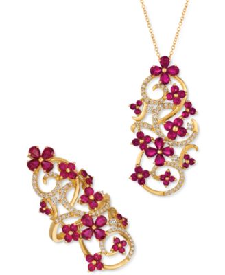 Passion Ruby Diamond Pendant Necklace Ring Collection In 14k Gold
