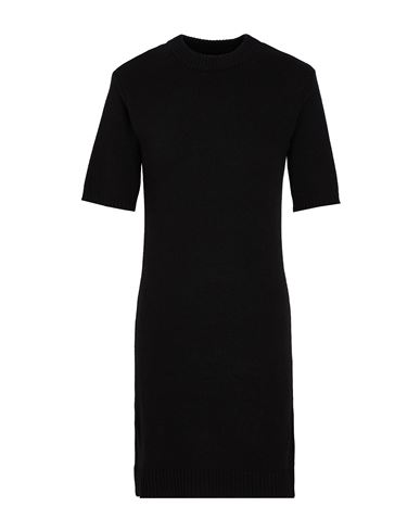Wool Blend Short Sleeve Knit Dress Woman Mini dress Black Size L Lyocell, Recycled polyamide, Recycled wool, Recycled cashmere