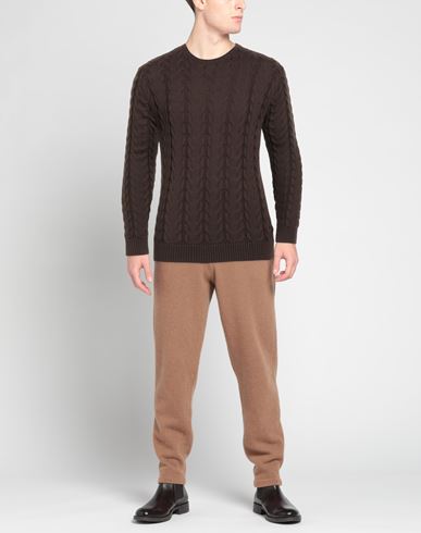 Man Sweater Dark brown Size L Merino Wool, Dralon