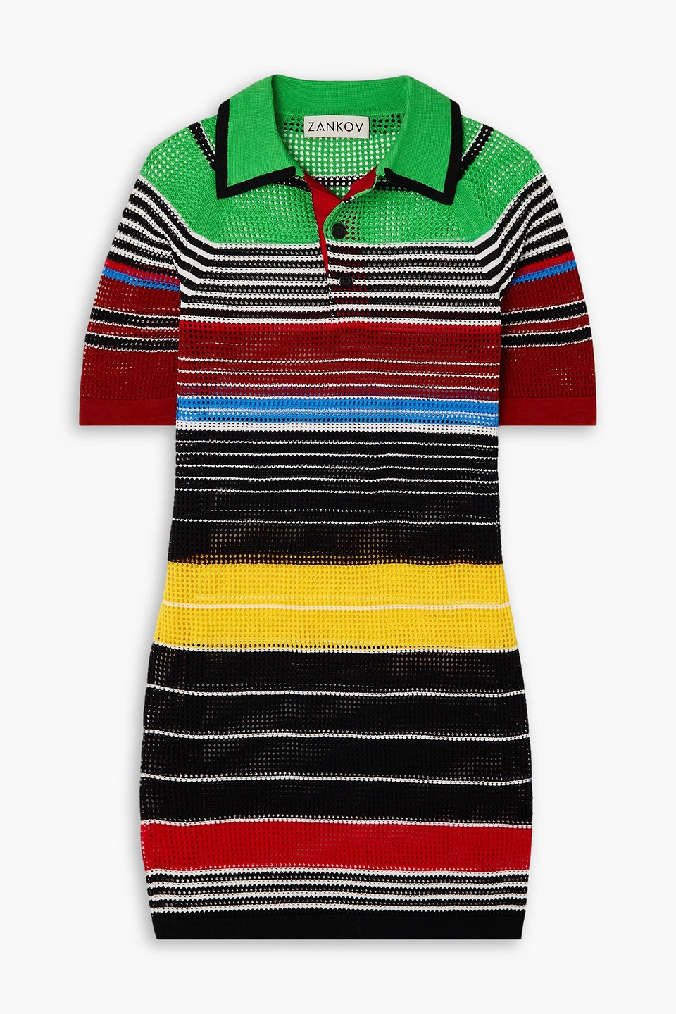 Zankov - Antibes striped open-knit cotton mini dress - Multicolor - M